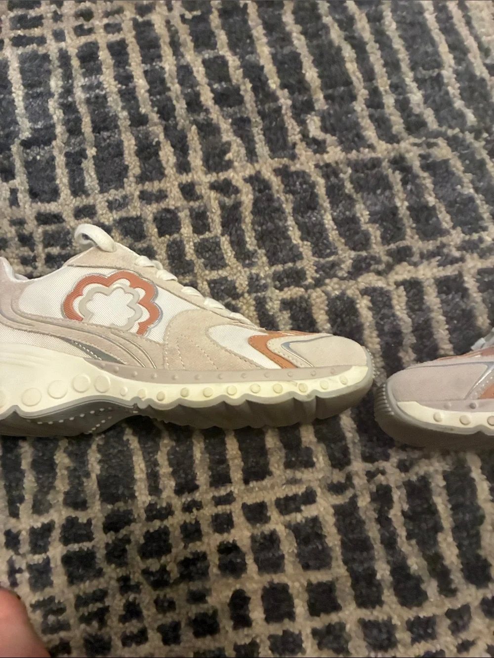 Maje Kids Cream & Tan Mesh Lace-Up Sneakers